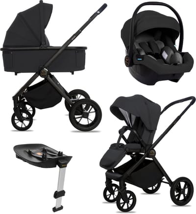 BabyLux® Kinderwagen 4in1 Set BOLDO, Opvouwbare Lichtgewicht Combi Kinderwagenset Incl. Reiswieg, Buggy, I-Size Kinderzitje, Autostoel, 4 Verstelbare Standen, 0-22kg, Uv-Bescherming 50+