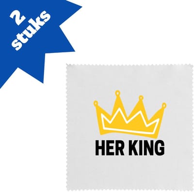 Akyol - her king brillendoekjes - Koning - iemand die zich voelt als een koning - valentijnsdag - verjaardag - cadeautje voor vriendje - kado - geschenk - 17,8 bij 17,8 cm - 2 stuks