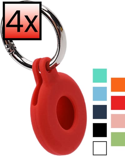 Hoesje Geschikt voor Apple AirTag 2 - Sleutelhanger Houder Siliconen Hoes - Hoes Geschikt voor Apple AirTag 2e generatie Hoesje - Rood - 4 PACK