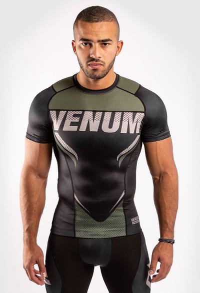 Venum ONE FC Impact Rashguard S/S Zwart Kaki - XS