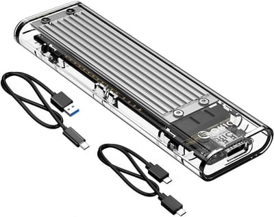Transparante M.2 NVMe SSD Behuizing met USB-C Adapter, 10Gbps USB 3.2 Gen2, Geschikt voor PCIe NVMe SSD 2230/2242/2260/2280, Zilver