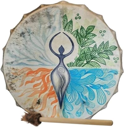 Handgemaakte sjamanistische drum met racket - traditioneel muziekinstrument voor rituelen en ceremonies
