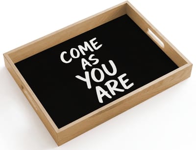 Dienblad hout 40x30 cm - Schootdienblad - Quote - Zwart - Simpel - Borrelplank rechthoek - Plateau dienbladen