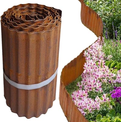 Tuinranden Metaal - Gazonrand Blokken - Tuin Vormgeven - Roestbestendig Ontwerp - 10 Meter - Natuurlijk Roest