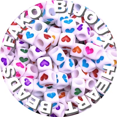 Fako Bijoux® - Hartjes Kralen Vierkant - Acryl - 7mm - Sieraden Maken - 150 Stuks - Regenboog