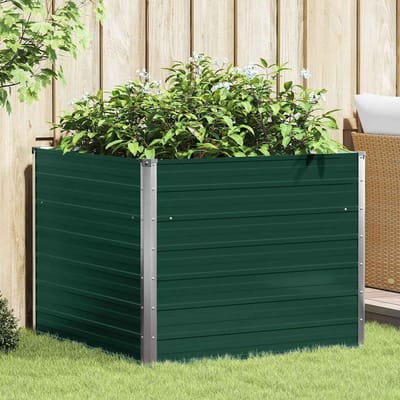 vidaXL - Plantenbak - verhoogd - 100x100x77 - cm - gegalvaniseerd - staal - groen
