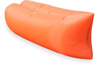 1x Opblaasbare Air Lounger – Draagbare Lazy Sofa, Zitzak en Luchtbed – Perfect voor Camping, Festival, Strand, Tuin en Muziekfestival – Lichtgewicht Opblaasbare Bank met Draagtas -oranje