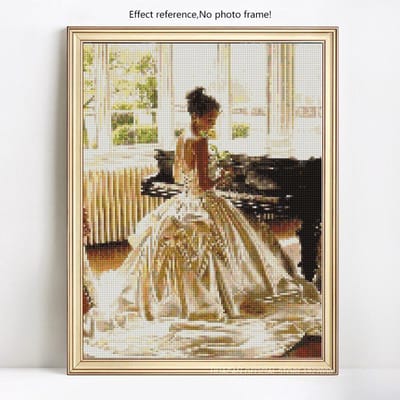 Peinture Diamant Princesse Broderie Diamant Affichage Filles Mosaïque Diamant Photos Avec Strass 20X30 beige