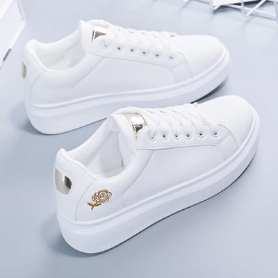 Dames Casual Schoenen Trend Casual Sneakers Zomer Mode Geborduurde Witte Ademende Bloem Vetersneakers Zapatos Mujer 40