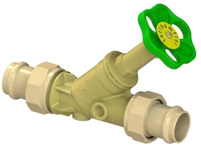 Schlösser Armaturen JS Vrijstroomventiel, met persaansluiting (buitendraad) MULTI, zonder aftapping, met niet-stijgende spindel, DN25, persdiameter 28mm, DVGW gekeurd, 0015822800001