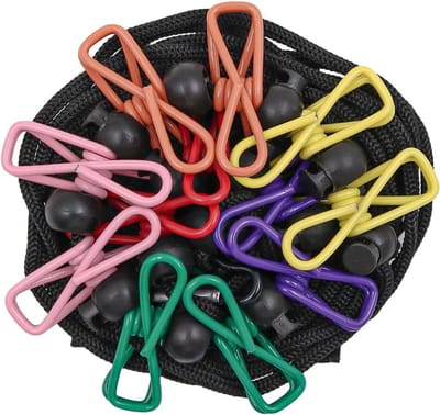 Reis waslijn - Kampeeraccessoires - Buiten drogen - 12 kleurrijke clips - 3.5 meter - Zwart