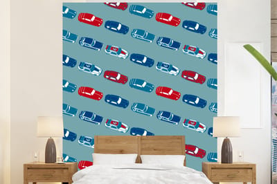 Behang - Fotobehang Patroon - Auto - Race - Jongens - Kinderen - Kids - Kind - Breedte 225 cm x hoogte 280 cm