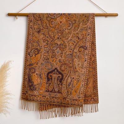 Écharpe en Cachemire Pour Femmes Bohème Polyvalente Jacquard Style Ethnique Noix de Cajou Grand Châle Écharpe Longue Avec Écharpes Pour Femmes One Size brown