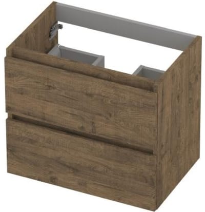 INK - Onderkast 2 Laden Greeploos met Houten Keerlijst - 600x400x520 Mm - Naturel Eiken