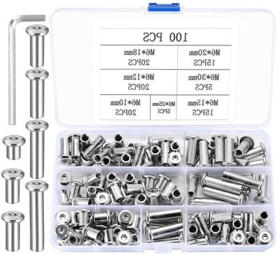 Set van 100 Moussennuts, Allen Sleutelmoeren voor Meubelassemblage, Perfect voor Sofas, Duurzaam en Roestvrij Staal