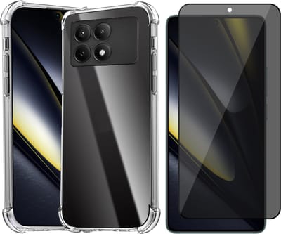 Hoesje geschikt voor Poco F6 Pro - Privacy Screenprotector Volledig Dekkend Glas - Shockproof Transparant
