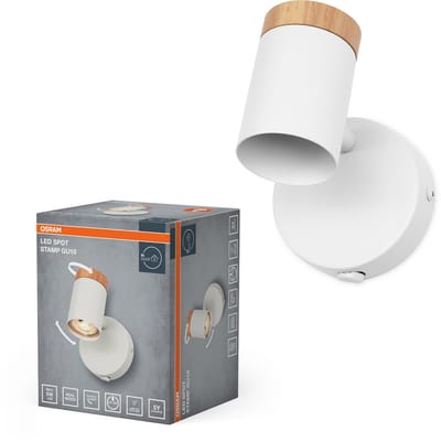 OSRAM LED Spot Stamp plafondlamp 1xGU10 Wit Hout, enkele spot 230V, draaibaar voor accentverlichting woonkamer