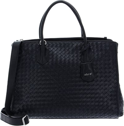 abro Leren Business tas Schoudertas met laptopvak Leather Piuma Weaving Businessshopper Busy Navy Blauw