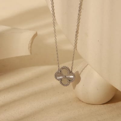 JewelGalerie - Ketting-Bloem Bolletjes-Zilver