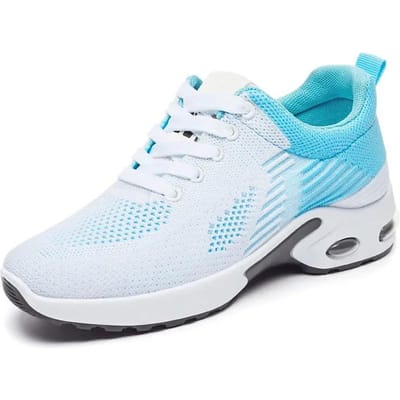 Ademende veterschoenen voor dames, atletische sneakers met luchtkussen en lichtgewicht mesh, trainingsschoenen voor buitensporten 36 white