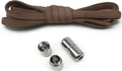 Elastische veters - (bruin) - niet strikken - elastische veters zonder strikken - no tie - schoenveters - sportveters - rond - schoenveters - kinderveters