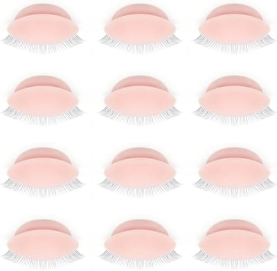 12 Stuks Vervangende Ogen voor Mannequin Hoofd, Realistische Oogleden voor Oogschaduw Oefening, Herbruikbare Silicone Ogen voor Wimpertraining en Make-up Oefeningen
