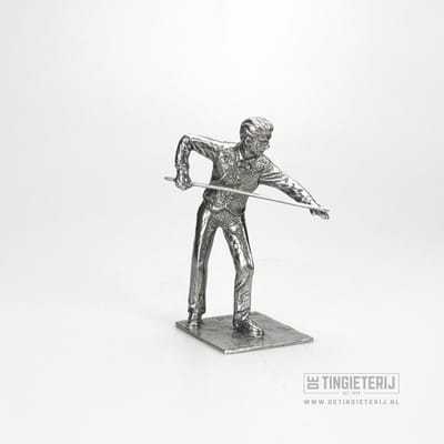 Biljarter met keu - Biljart beeldje - Biljart trofee - Jubileum biljart - Biljart cadeau - Exclusief sportbeeld