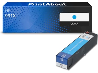 PrintAbout huismerk Inktcartridge 991X (M0J90AE) Cyaan Hoge capaciteit Geschikt voor HP