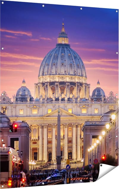 Gards Tuinposter Sint Pietersbasiliek in Rome, Itali� - 120x160 cm - Tuindoek - Tuindecoratie - Wanddecoratie buiten - Tuinschilderij