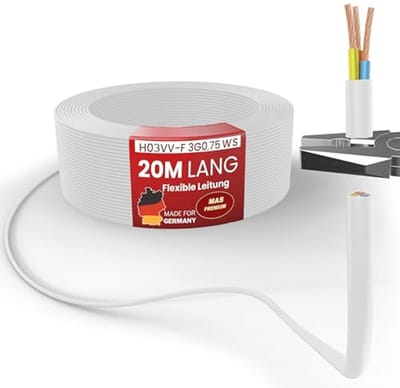 Flexibele kunststof slangkabel H03VV-F 3G0,75 voor elektrische apparaten - 5 tot 100 m