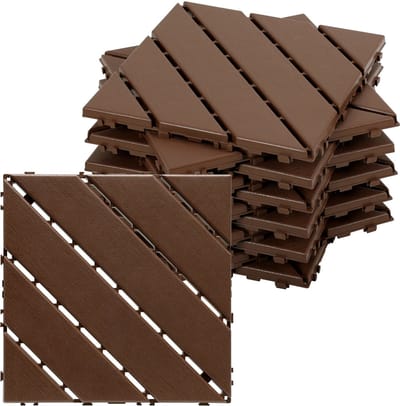 Kliktegels voor terras en tuin – kunststof vlondertegels 30x30 cm, 11 stuks 1 m², bruin