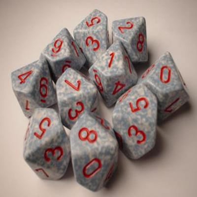 Chessex Lucht Gespikkeld D10 Dobbelsteen Set (10 stuks)