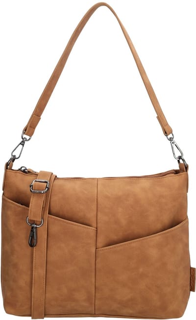 Beagles Lourenza Schoudertas Dames - Crossbodytas met telefoonvak - Tas van Nylon en Polyester met ritssluiting - Camel