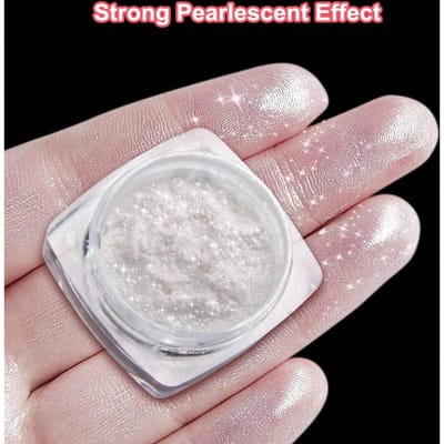 Parelwit Nagels Glitters Stof Chroom Maanlicht Wit Chroom Poeder Pigment Voor Nagellak, Maanlicht Poeder Spiegel Effect Glitter DIY Nagels wit