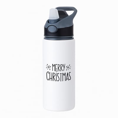 Hacebo® - Kerst merry christmas waterfles met rietje zwart - Kerstmis - Kerst beker - winter - kerst - christmas - kerst cadeau - water fles - 650ML