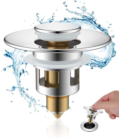 Universele pop-up gootsteenstop voor 25 mm tot 46 mm met afvoerzeef - Chroom