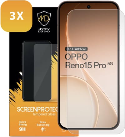 3-Pack MobyDefend Screenprotectors - Geschikt voor Oppo Reno15 Pro - Case-Friendly Screensavers - Gehard Glas