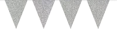 Folat - Vlaggenlijn Glamour Glitter Zilverkleurig - 6 meter