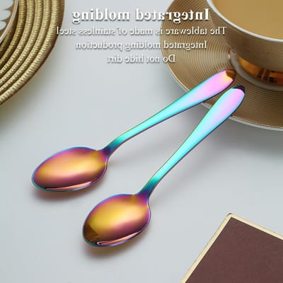Set van 12 Kleurige Theelepels van RVS met Titanium Coating - Ideaal voor Desserts en Tafelen