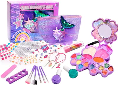 Kinder Schmink Set - Make-up Speelgoed - Verkleden en Feestjes - Echte Cosmetica Wasbaar - 21x17x8 cm - Meerdere Kleuren