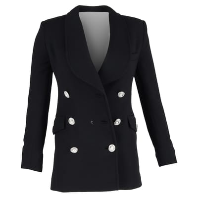 Alessandra Rich double-breasted blazer met kristallen knopen in zwarte wol