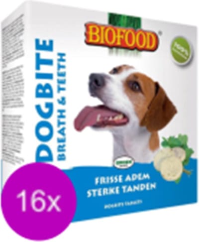 16x Biofood Hondensnoepjes Dogbite Tandverzorging - Hondensnack - 55 snoepjes per verpakking