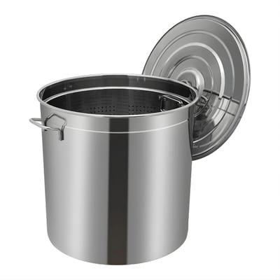 50 L/52.8 Qt Stock Pot with Lid and Basket Stainless Steel Stock Pot Modern Thickened Cooking Pot for Restaurants Cafeterias