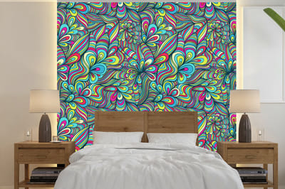 Behang - Fotobehang Fantasy - Design - Kleuren - Retro - Breedte 240 cm x hoogte 240 cm