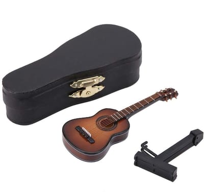 Dailygoods- Miniatuur Gitaar - Hoogwaardig Hout - Gitaarstandaard - Opbergdoos - Handgemaakt - Decoratie voor Thuis/Kantoor - Decoratieve Gitaar
