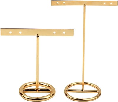 Twee T-vormige Oorbellenhouders voor Sieraden - Earring Display, Oorbellen Organizer en Sieradenstandaard in Goud