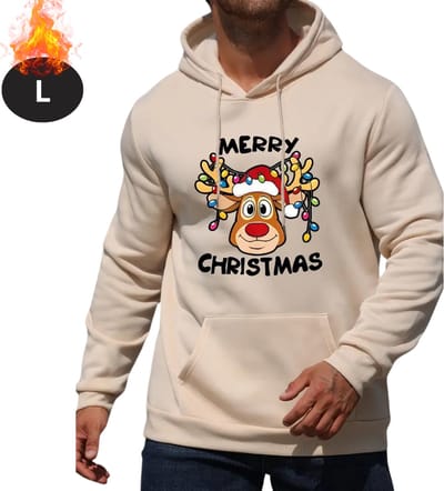 Bovista Kersttrui - Heren - Foute Kersttrui - Christmas Sweater - Cartoonprint - Kerst Sweater - Christmas Jumper - Hoodie - Abrikoos - L