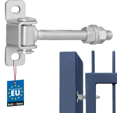 KOTARBAU® Poortscharnieren, Staal, 115 mm M12, Zilver, Verstelbare Poortscharnieren, Zware Scharnieren, Met Montageplaat, Tuinpoort Scharnieren, Regelbaar Poortbeslag