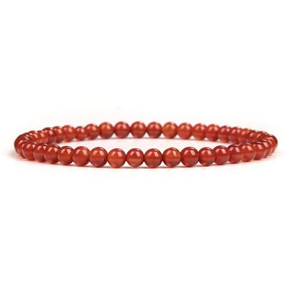 Bixorp Gems Rode Agaat Edelsteen Armband 4mm - Edelstenen Kralenarmband - Spiritueel Cadeau - 18cm