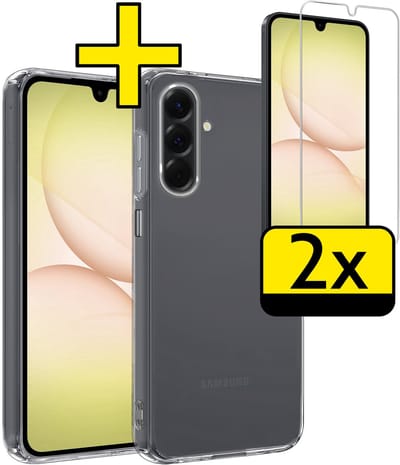 Hoesje - Met 2x Screenprotector - Geschikt voor Samsung Galaxy A17 - Sterk & Shockproof - Back Cover - Siliconen Case - Telefoon Hoes - Telefoonhoesjes - Transparant